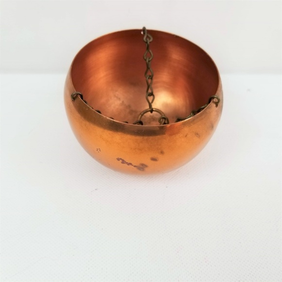 Vintage Round Copper Hanging Planters Plant Pots - Picture 4 of 6